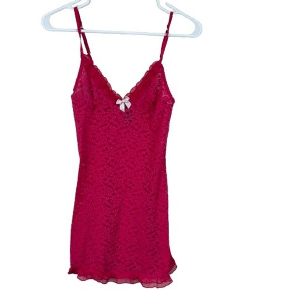 Victoria’s Secret Ruffled Sheer Lace Babydoll Lingerie Slip Dress Sz M Coquette - Picture 1 of 7